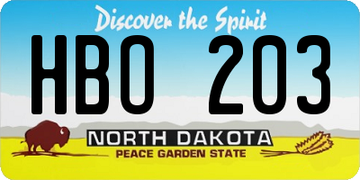 ND license plate HBO203