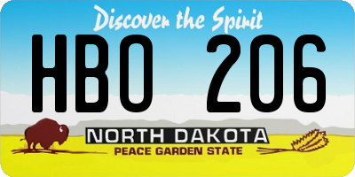 ND license plate HBO206