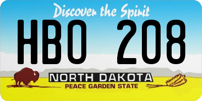 ND license plate HBO208