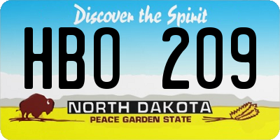 ND license plate HBO209