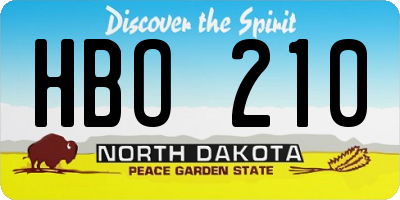 ND license plate HBO210