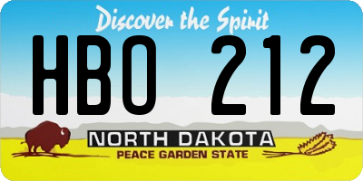 ND license plate HBO212