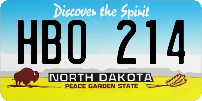 ND license plate HBO214