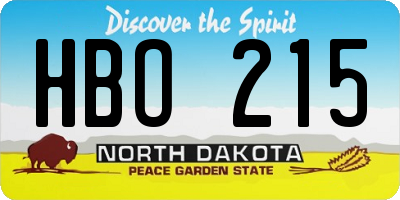 ND license plate HBO215