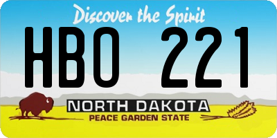 ND license plate HBO221