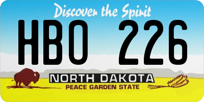 ND license plate HBO226