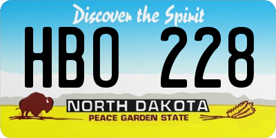 ND license plate HBO228