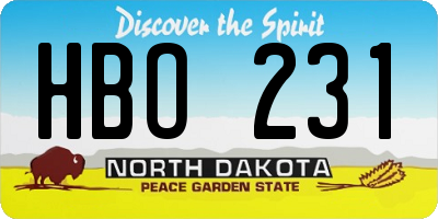 ND license plate HBO231