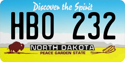 ND license plate HBO232