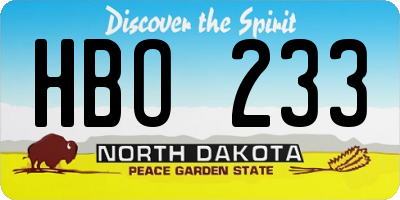 ND license plate HBO233