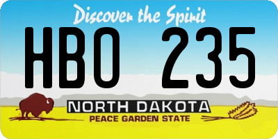 ND license plate HBO235