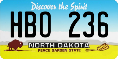 ND license plate HBO236