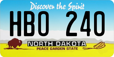 ND license plate HBO240