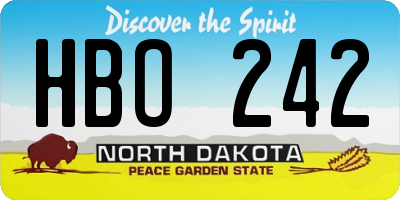 ND license plate HBO242