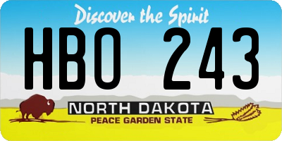 ND license plate HBO243