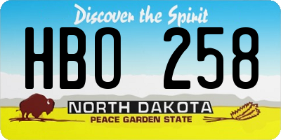ND license plate HBO258