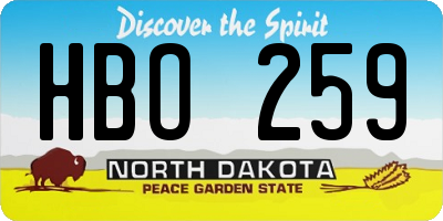 ND license plate HBO259