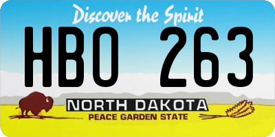 ND license plate HBO263