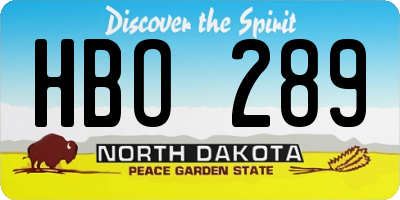 ND license plate HBO289
