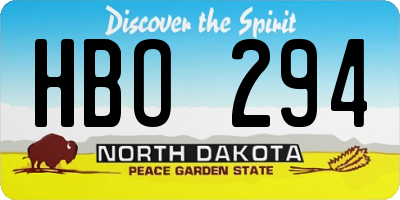 ND license plate HBO294