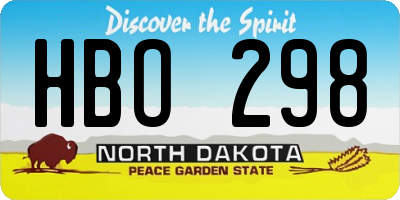 ND license plate HBO298