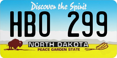 ND license plate HBO299