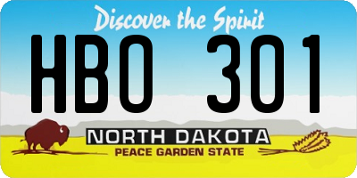 ND license plate HBO301