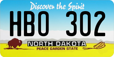 ND license plate HBO302