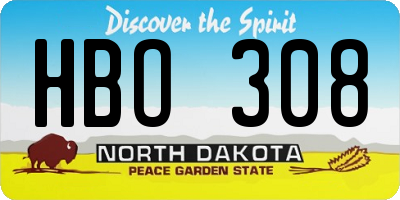 ND license plate HBO308