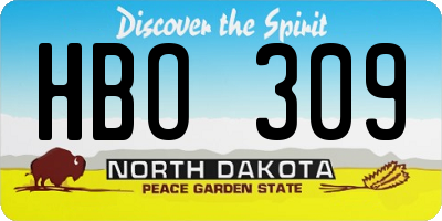 ND license plate HBO309