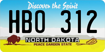 ND license plate HBO312