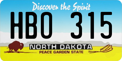 ND license plate HBO315