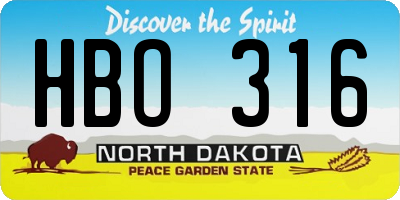 ND license plate HBO316