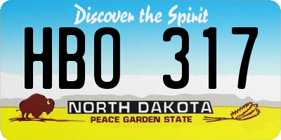 ND license plate HBO317