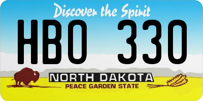 ND license plate HBO330