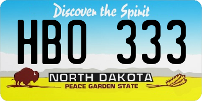 ND license plate HBO333