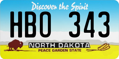 ND license plate HBO343