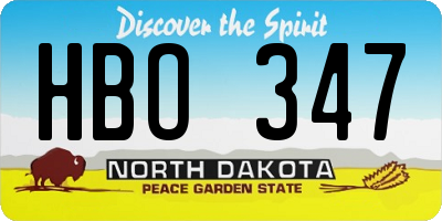 ND license plate HBO347