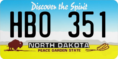 ND license plate HBO351