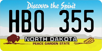 ND license plate HBO355