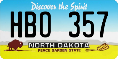 ND license plate HBO357