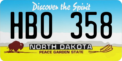 ND license plate HBO358