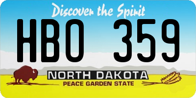 ND license plate HBO359