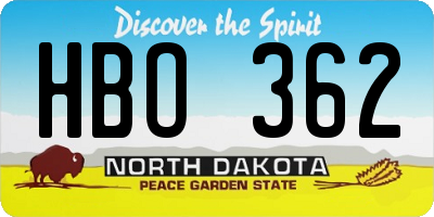 ND license plate HBO362