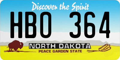 ND license plate HBO364