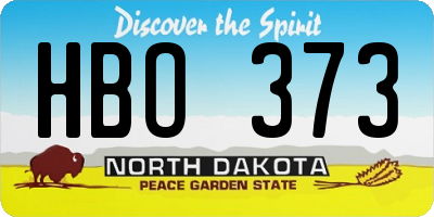 ND license plate HBO373