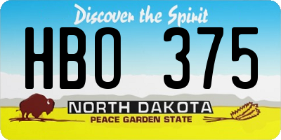 ND license plate HBO375