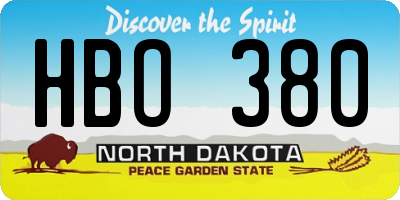 ND license plate HBO380