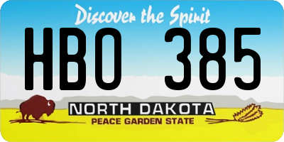 ND license plate HBO385