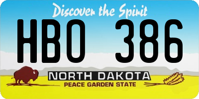 ND license plate HBO386